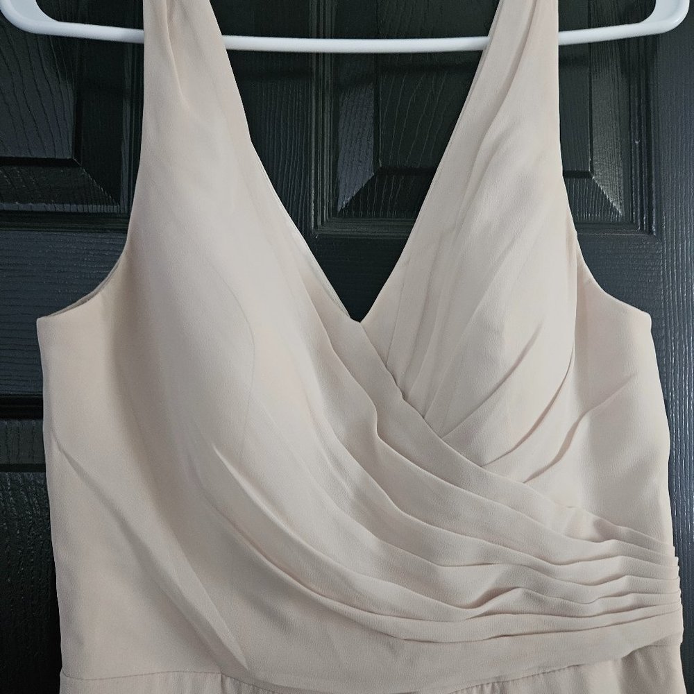 A-Line V-Neck Pleated Chiffon Floor-Length Dress